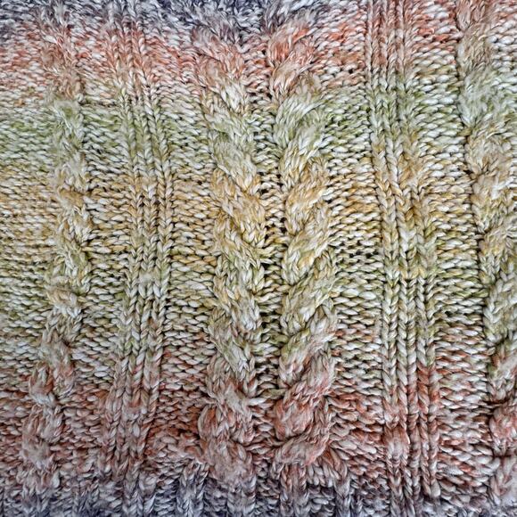 Abercrombie & Fitch Cropped Oversize Striped Cable Knit Sweater Rainbow Women L - Picture 6 of 8